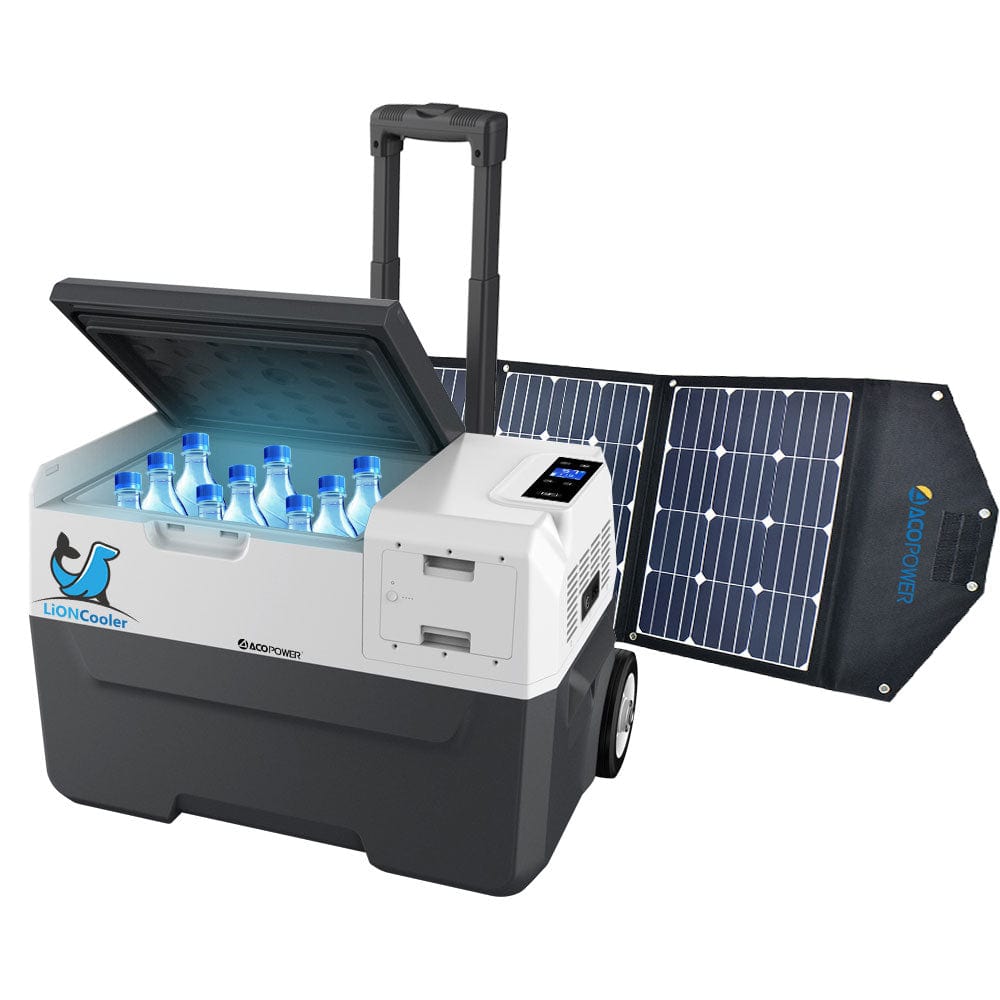 LiONCooler Combo, X30A Portable Solar Fridge/Freezer (32 Quarts) and 90W Solar Panel AcoPower Fridges