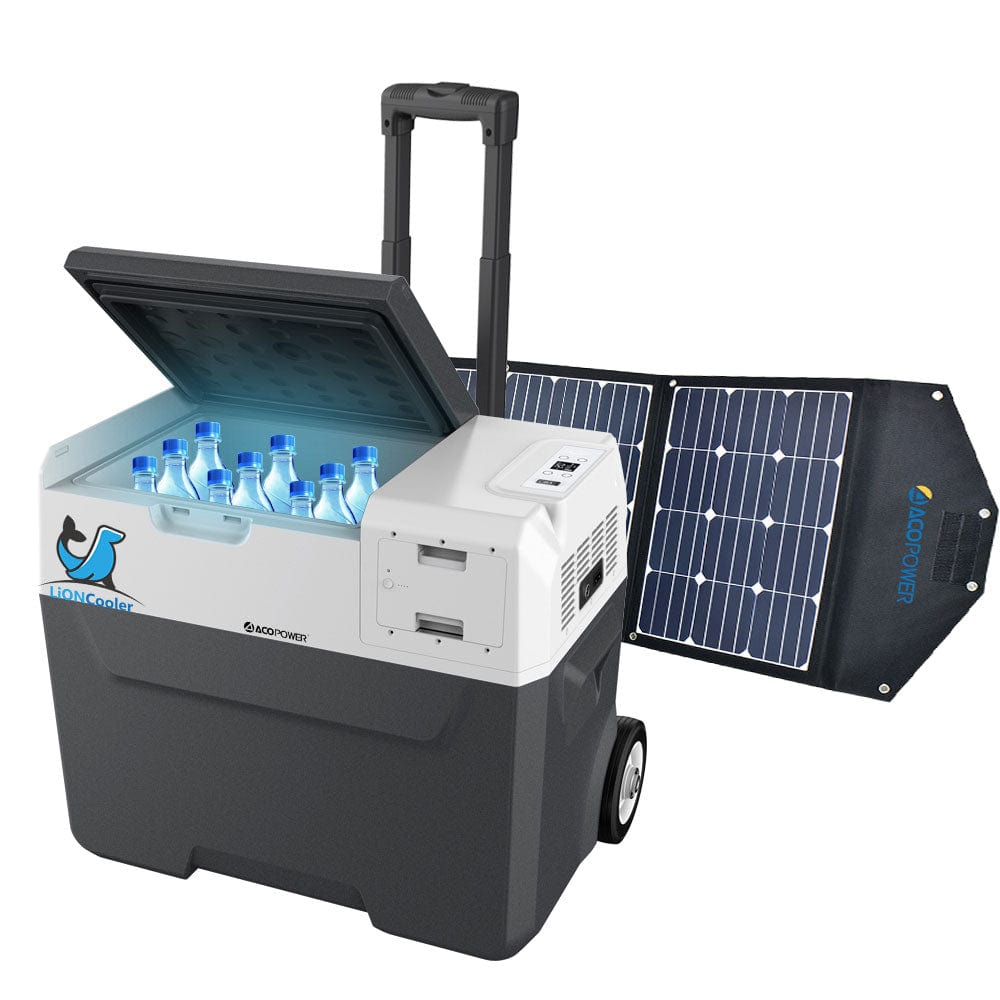 LiONCooler Combo, X40A Portable Solar Fridge/Freezer (42 Quarts) and 90W Solar Panel AcoPower Fridges