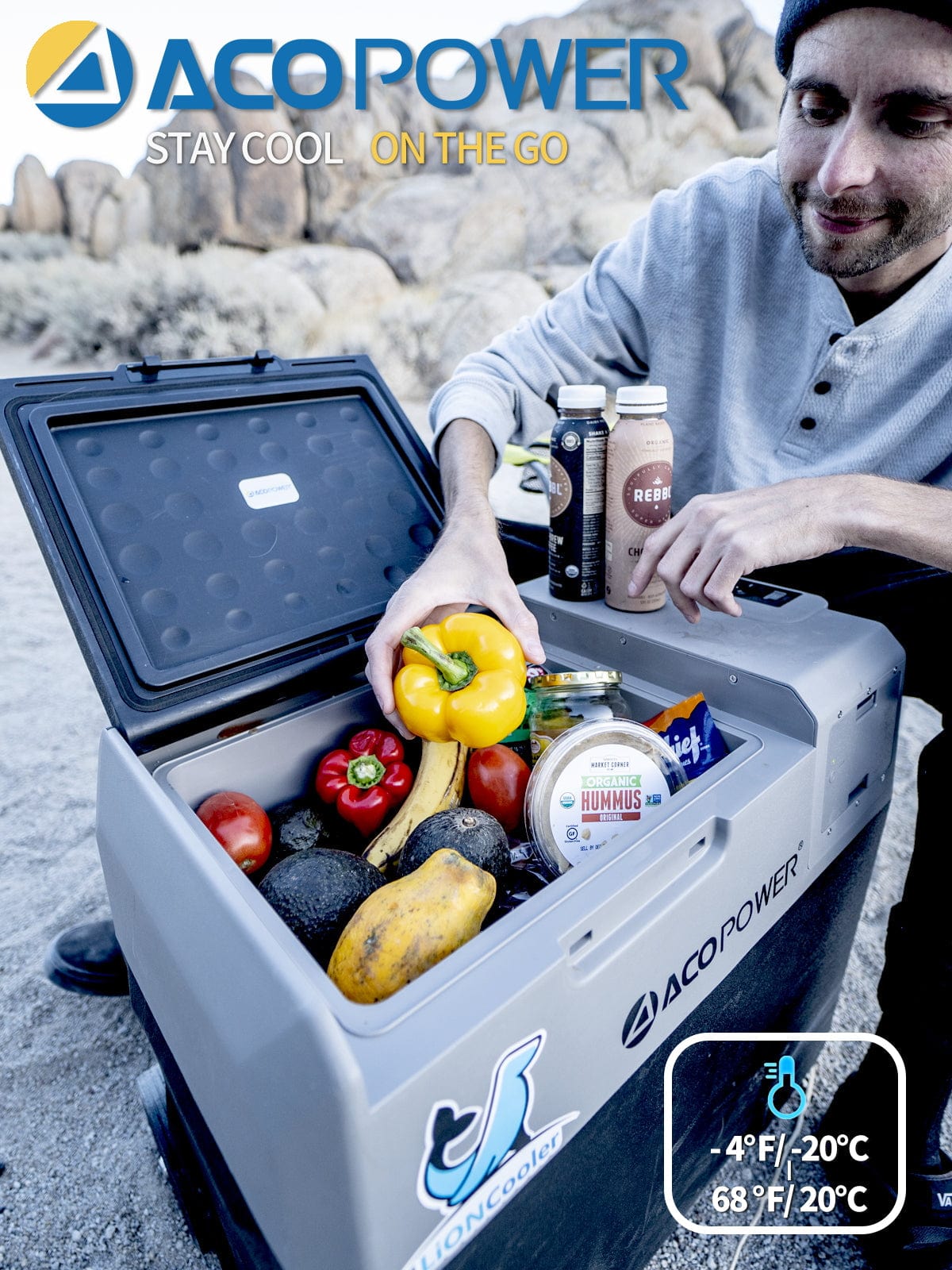 LiONCooler X50A Portable Solar Fridge Freezer, 52 Quarts AcoPower Fridges