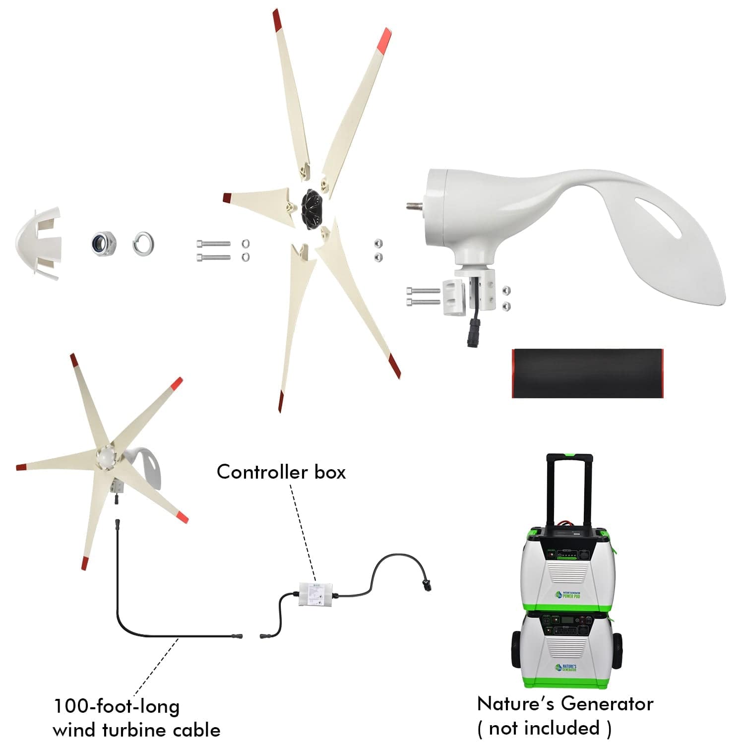 Nature's Generator 150W 100Ft Wind Turbine Nature's Generator In Stock Wind Turbines