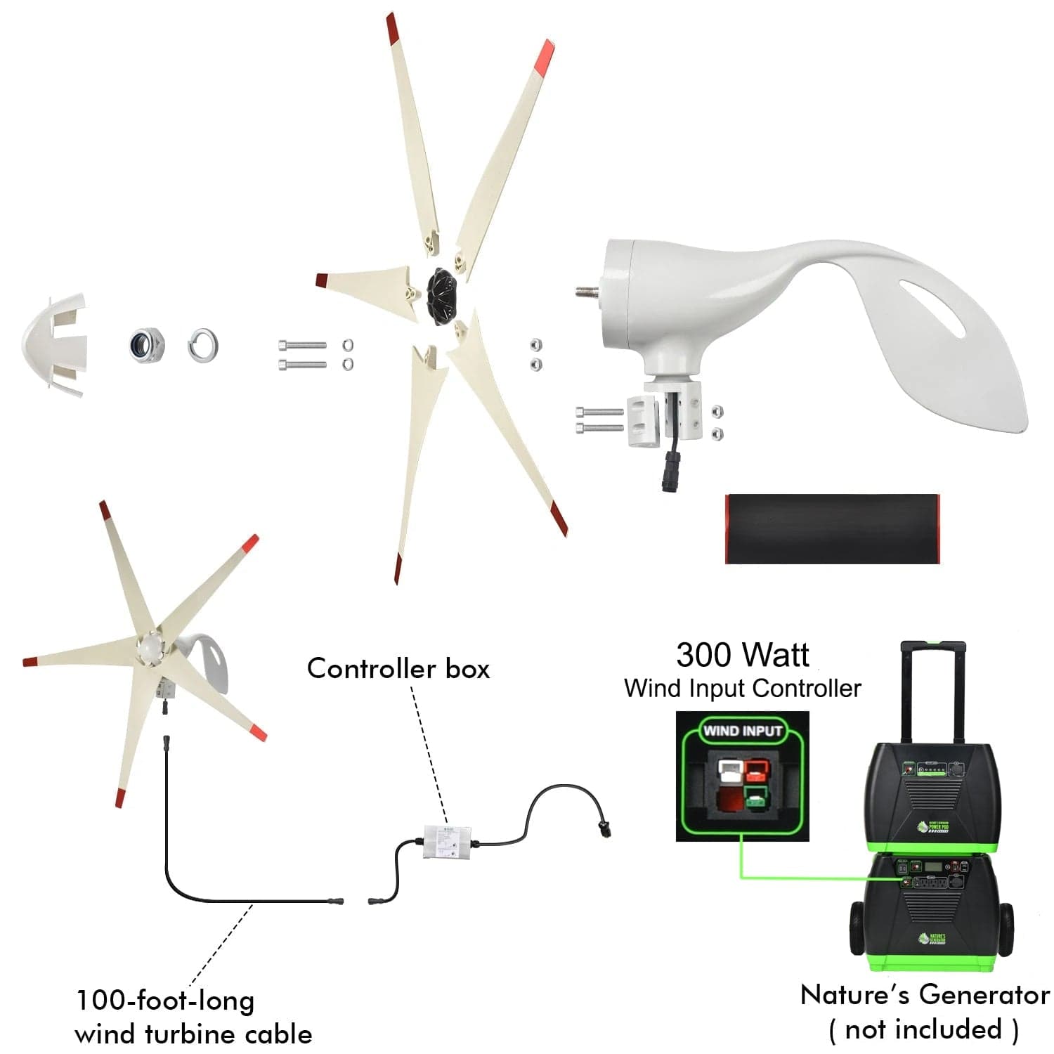 Nature's Generator Elite Platinum WE System 3600W + 4x 100W Solar Panel + 1x Power Pod + 1x Wind Turbine Solar Generator Kit Nature's Generator In Stock Solar Generators