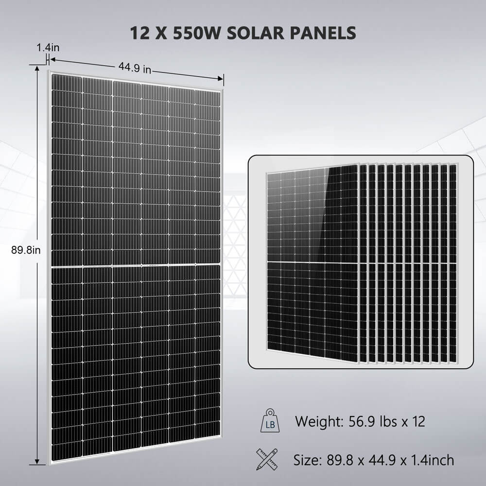 OFF GRID SOLAR KIT 12 X 550 WATTS SOLAR PANELS 25.6KWH LITHIUM BATTERY 10KW SOLAR INVERTER 48VDC 120V/240V SGR-10K25S SunGoldPower Off Grid Solar Kit