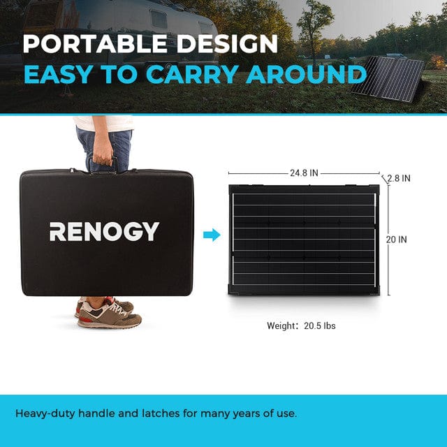 Renogy 100 Watt 12 Volt Monocrystalline Foldable Solar Suitcase w/o Controller Renogy Solar Panels