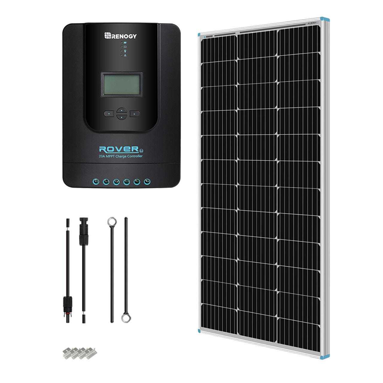 Renogy 100 Watt 12 Volt Solar Starter Kit with 20A/40A MPPT Charge Controller Renogy Option 1: 20A MPPT Charge Controller Solar Power Kits