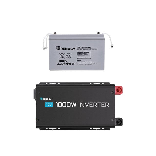 Renogy 1000W 12V Pure Sine Wave Inverter with Power Saving Mode (New Edition) Renogy w/ 100Ah AGM Battery Inverters