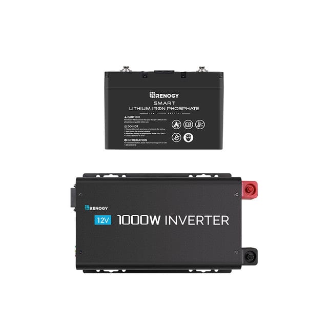 Renogy 1000W 12V Pure Sine Wave Inverter with Power Saving Mode (New Edition) Renogy w/ 100Ah Smart Lithium Battery Inverters