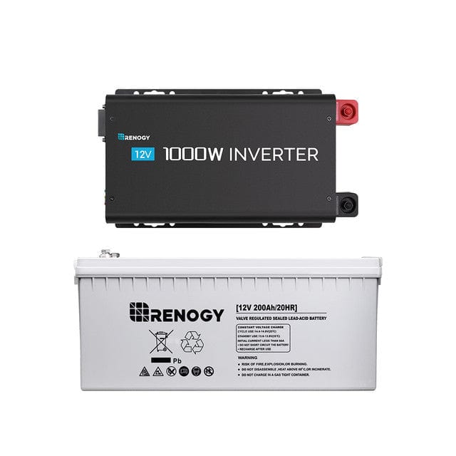 Renogy 1000W 12V Pure Sine Wave Inverter with Power Saving Mode (New Edition) Renogy w/ 200Ah AGM Battery Inverters
