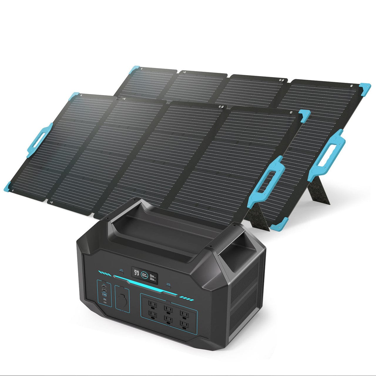 Renogy 1000Wh / 2100W LiFePO4 Portable Power Station / Solar Generator Bundle Renogy One Power Station + Two E.FLEX 220 Portable Solar Panel Portable Solar Generators