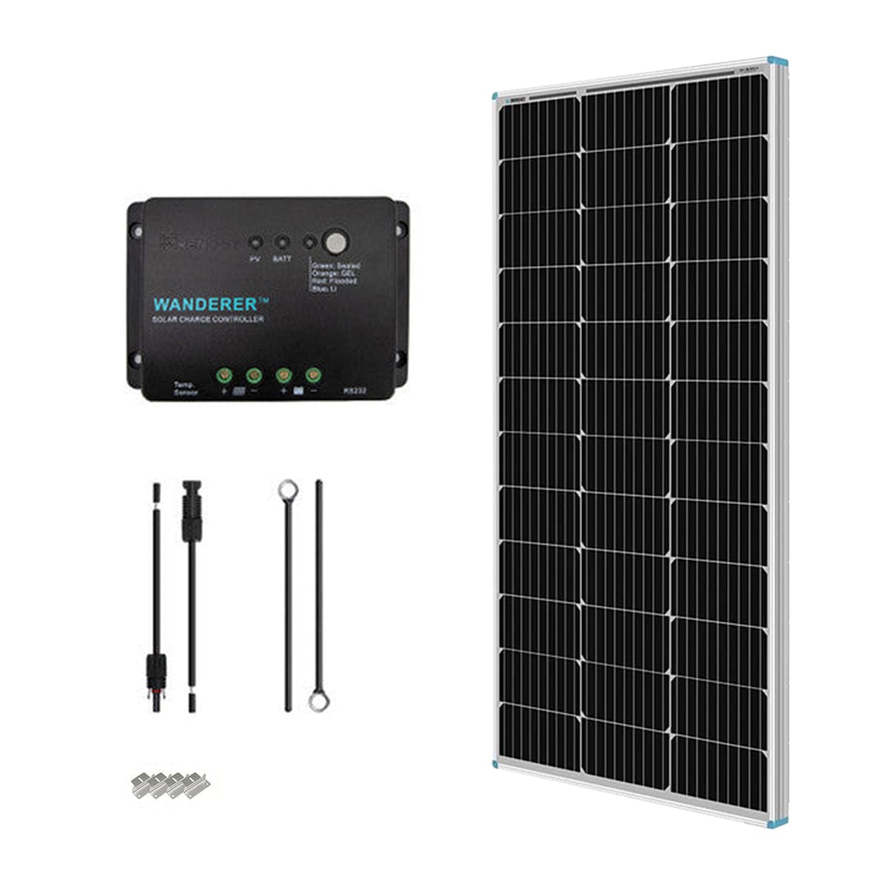 Renogy 100W 12V Monocrystalline Solar Starter Kit w/Wanderer 30A Charge Controller Renogy Solar Power Kits