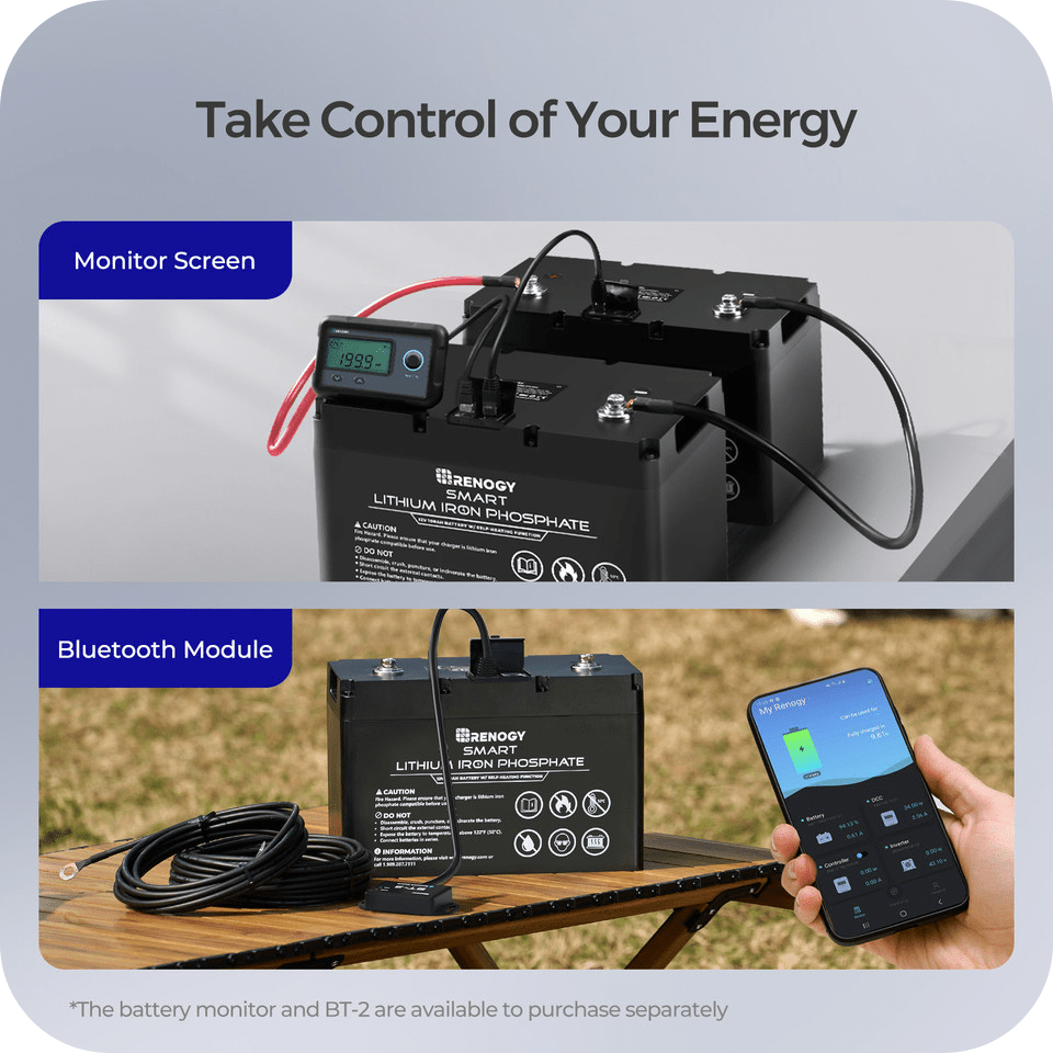 Renogy 12V 100Ah Smart Lithium Iron Phosphate Battery w/ Self-Heating Function Renogy Batteries