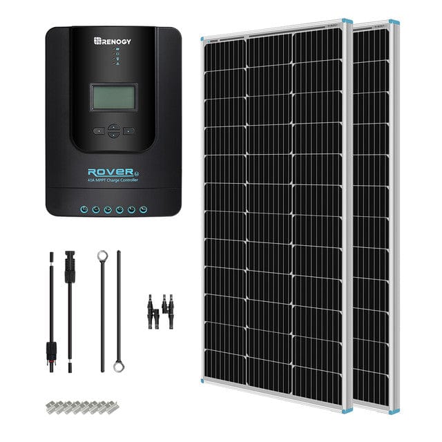Renogy 200 Watt 12 Volt Solar Starter Kit w/ MPPT Charge Controller Renogy Option 1: 20A MPPT Charge Controller Solar Power Kits