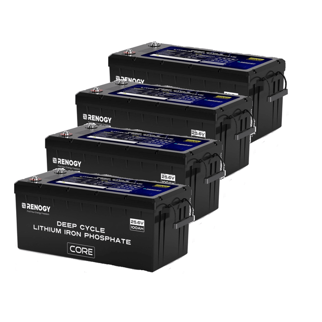 Renogy 24V 100Ah Core Series Lithium Iron Phosphate Battery Renogy 4 Pack Batteries