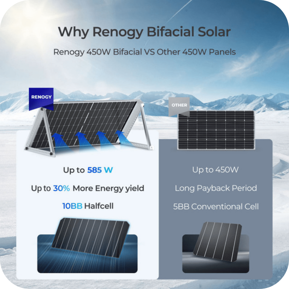 Renogy 2PCS Bifacial 450 Watt Monocrystalline Solar Panel Renogy