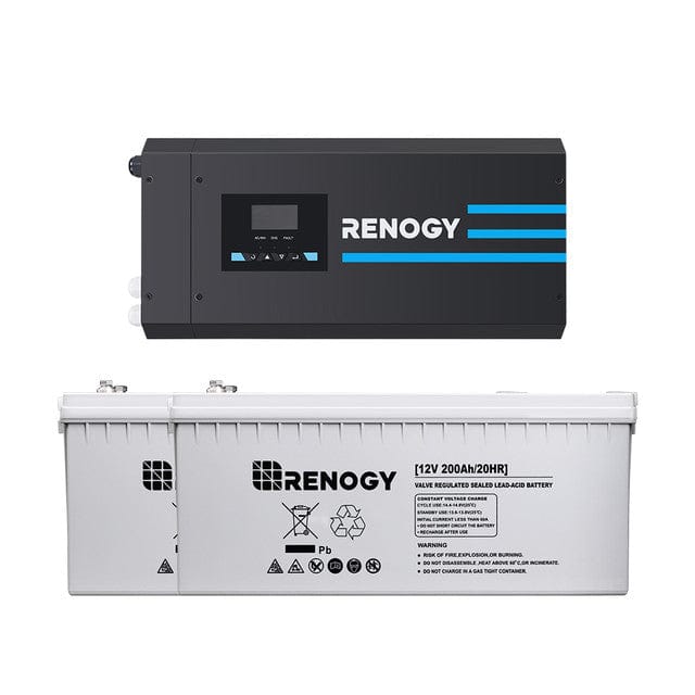 Renogy 3000W 12V Pure Sine Wave Inverter Charger w/ LCD Display Renogy w/ 2 x 200Ah AGM Battery Inverters