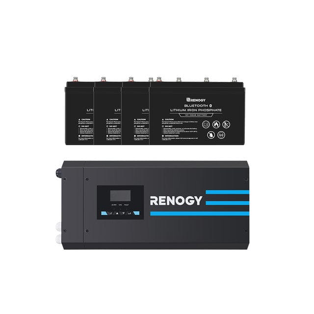 Renogy 3000W 12V Pure Sine Wave Inverter Charger w/ LCD Display Renogy w/ 4 x 100Ah Lithuim Battery w/ BT Inverters