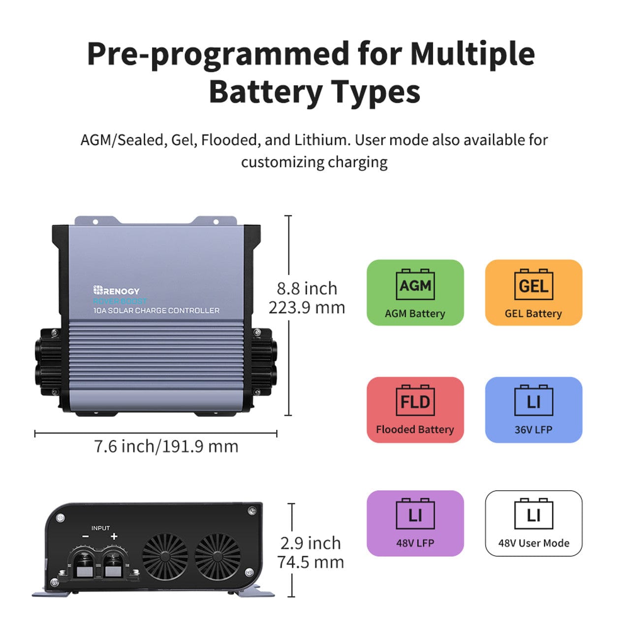 Renogy 36V/48V Rover Boost 10A MPPT Solar Charge Controller Renogy Solar Charge Controllers