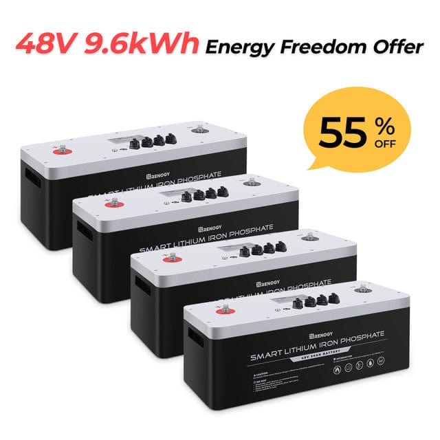 Renogy 48V 50Ah Smart Lithium Iron Phosphate Battery Renogy 4 batteries Batteries