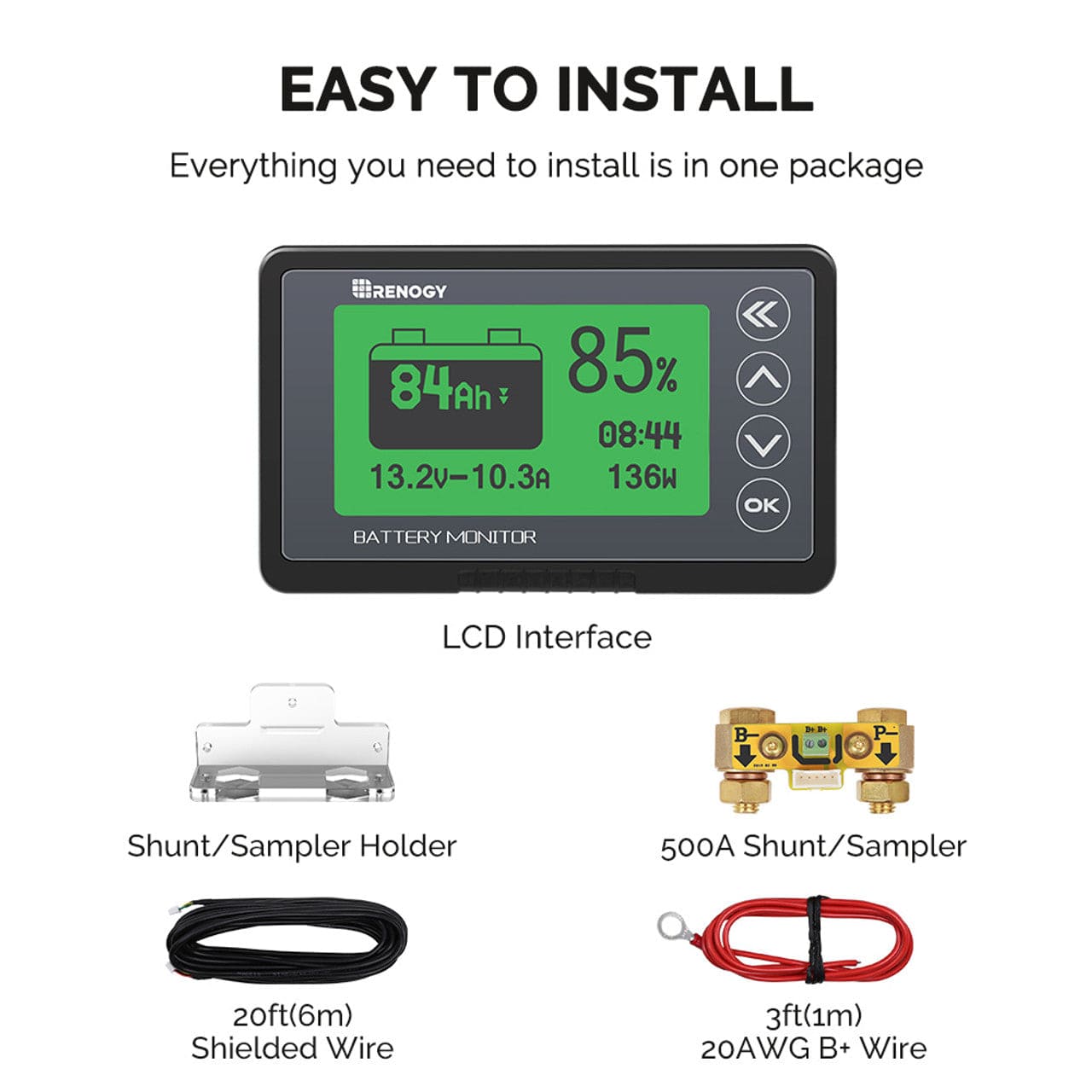 Renogy 500A Battery Monitor With Shunt Renogy Other Solar Accessories