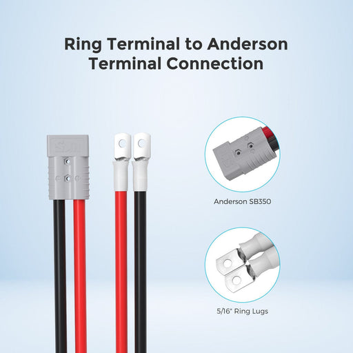 Renogy 5FT 3/0AWG Anderson Adapter Cable（Anderson SB350 - Ring Lug） Renogy Solar Wiring Cables & Connectors