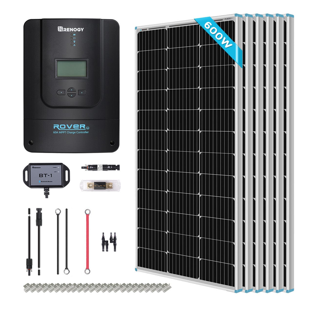 Renogy 600W 12V/24V Monocrystalline Solar Premium Kit w/Rover 60A Charger Controller Renogy None Solar Power Kits