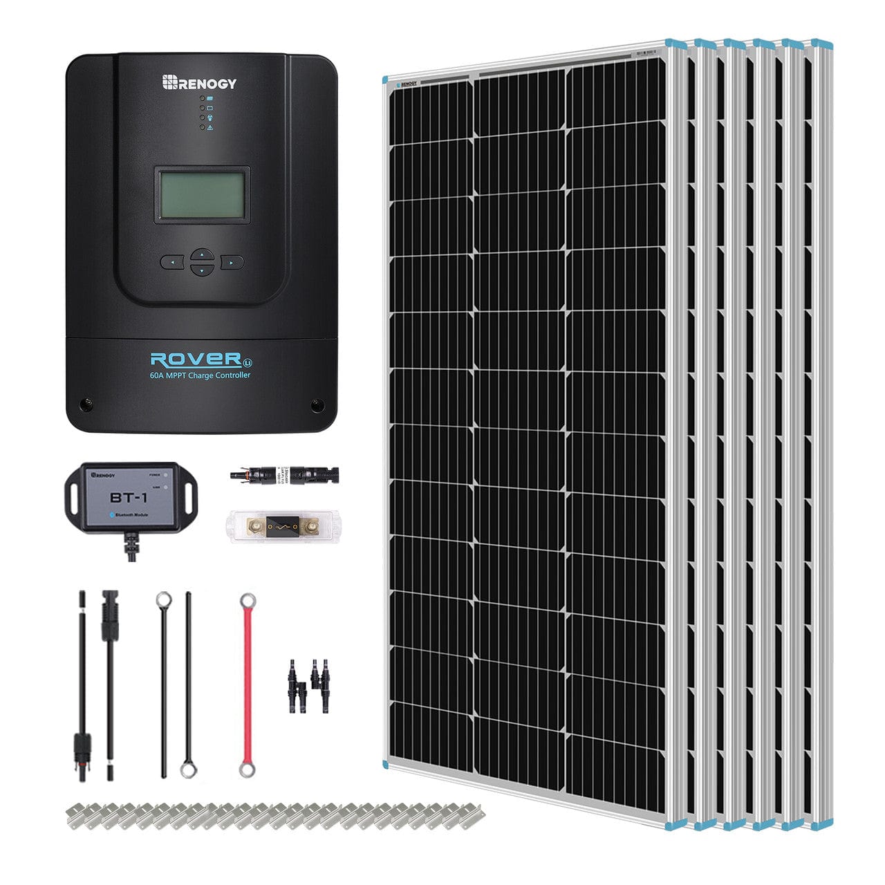 Renogy 600W 12V/24V Monocrystalline Solar Premium Kit w/Rover 60A Charger Controller Renogy Solar Power Kits
