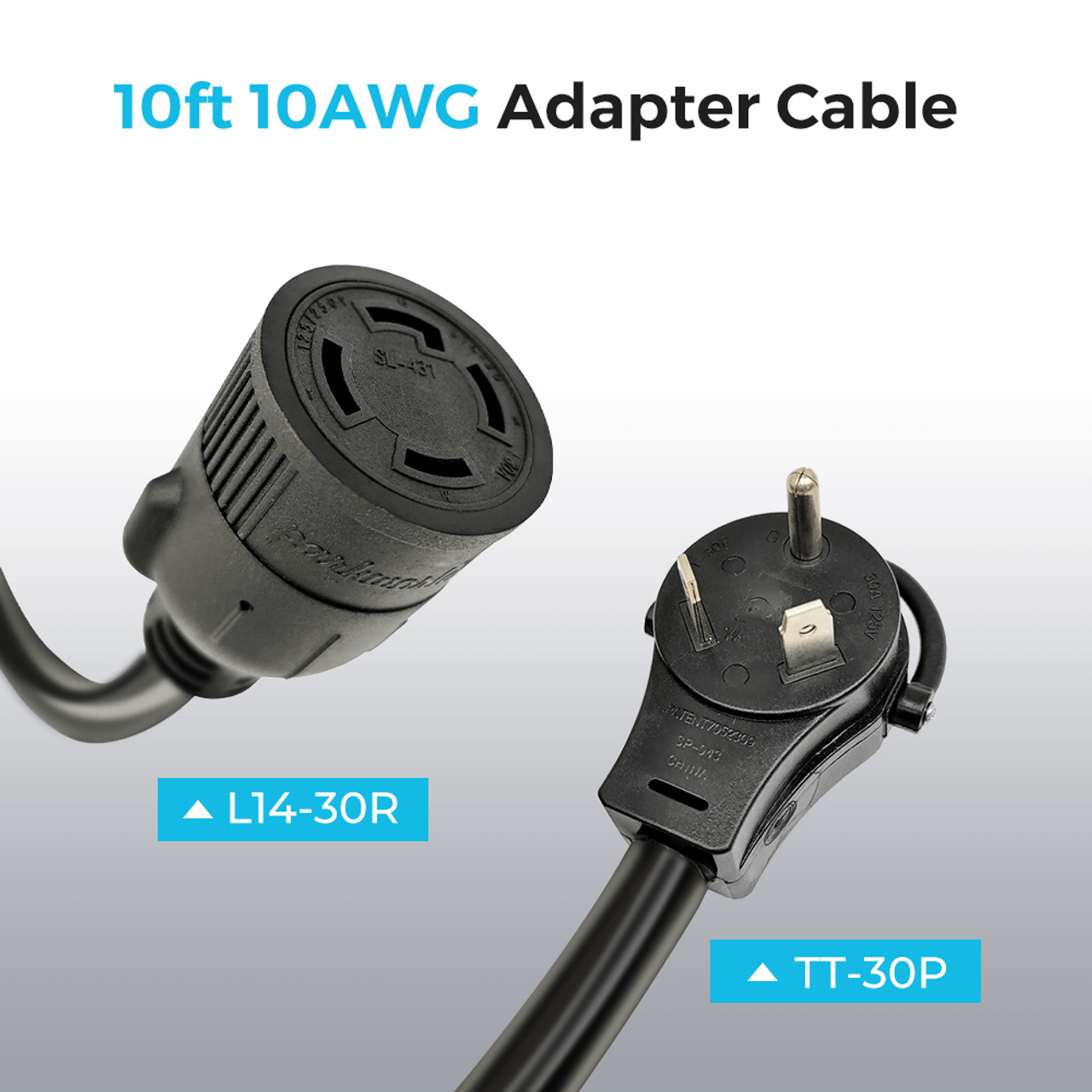 Renogy Parkworld 10ft 10AWG TT-30P to L14-30R Adapter Cable Renogy Solar Wiring Cables & Connectors
