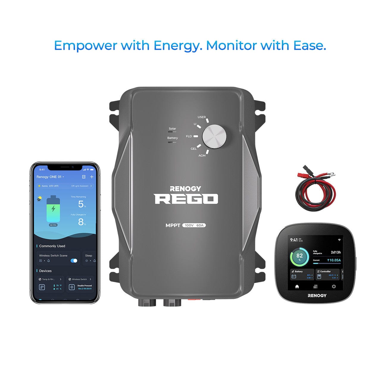 Renogy REGO 12V 60A MPPT Solar Charge Controller w/ Renogy ONE Renogy Solar Charge Controllers
