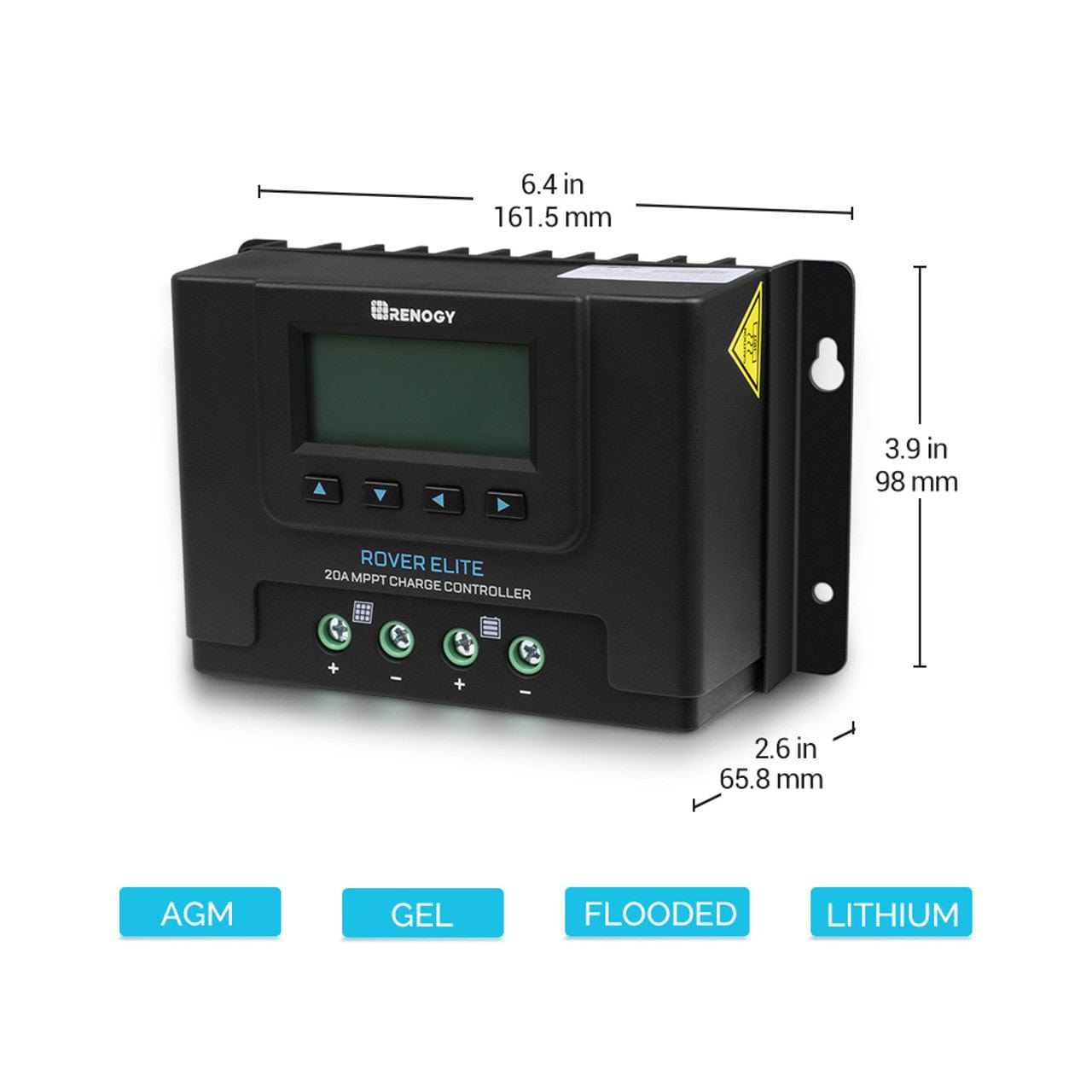 Renogy Rover Elite 20A MPPT Solar Charge Controller Renogy Solar Charge Controllers