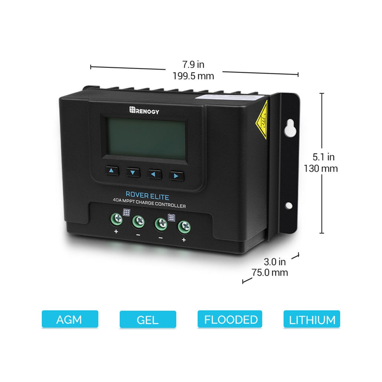 Renogy Rover Elite 40A MPPT Solar Charge Controller Renogy Solar Charge Controllers