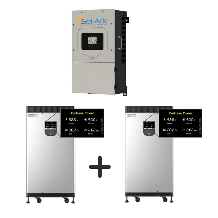 Sol-Ark 12K + 2 x Fortress eVault 18.5kWh MAX Kit | 120/240 48V [All-In-One] Pre-Wired Hybrid Inverter + 37kWh of Lithium Battery Bank | 10 Year Warranty Sol Ark Solar Power Inverters