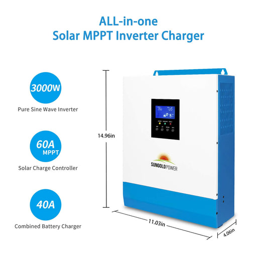 Solar Kit 3000W 24V Inverter 120V output Lithium Battery 800 Watt Solar Panel SGKT-3PRO SunGoldPower Off Grid Solar Kit