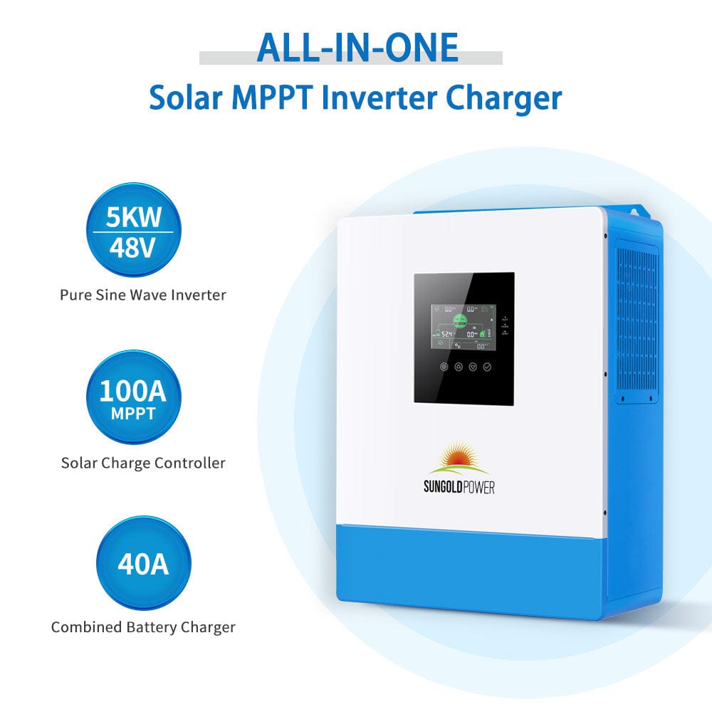 Solar Kit 5000W 48V 120V output 10.24KWH Lithium Battery 2700 Watt Solar Panel SGK-5PRO SunGoldPower Off Grid Solar Kit