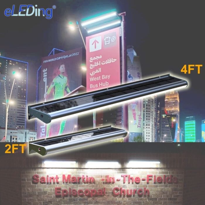 Solar Power Integrated LED Light, Wall Wash Flood Decoration Billboard Sign A.d. With Dusk To Dawn Continues Illumination eLEDing Accessories