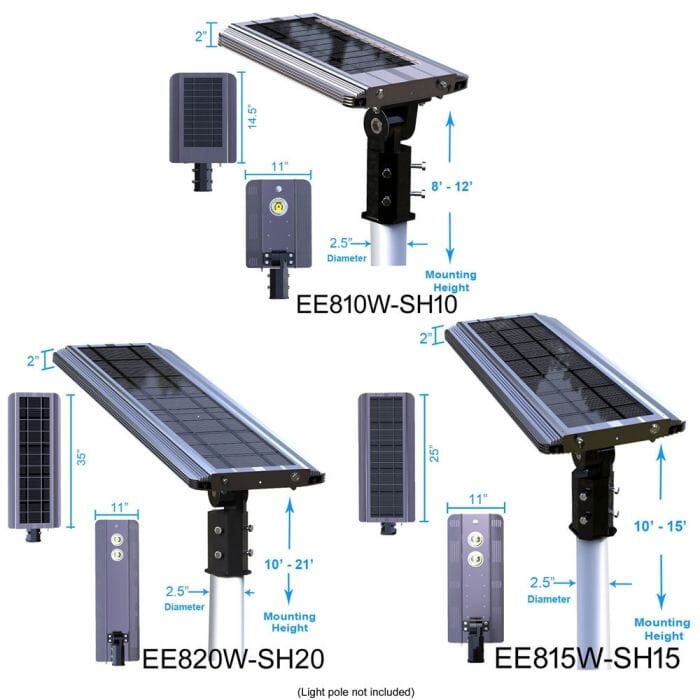 Solar Powered Integrated Daylight CREE LED Area Post Light, Aluminum Ai-smart Activated With Dusk To Dawn Continues Illumination eLEDing Accessories