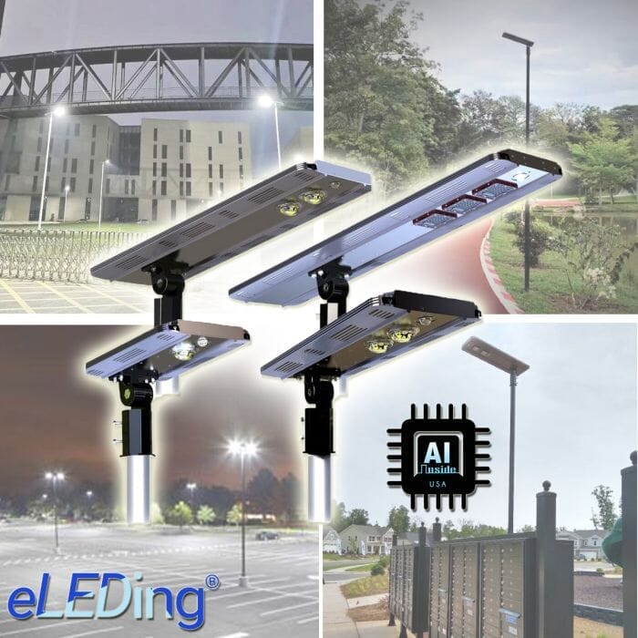 Solar Powered Integrated Daylight CREE LED Area Post Light, Aluminum Ai-smart Activated With Dusk To Dawn Continues Illumination eLEDing Accessories