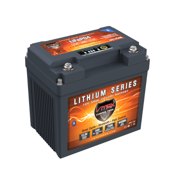 Vmaxtanks LFP1250B LiFePO4 Li-Iron 12V 50AH Battery W/50A BMS/LED/BT Vmaxtanks In Stock Vmaxtanks Deep Cycle Batteries