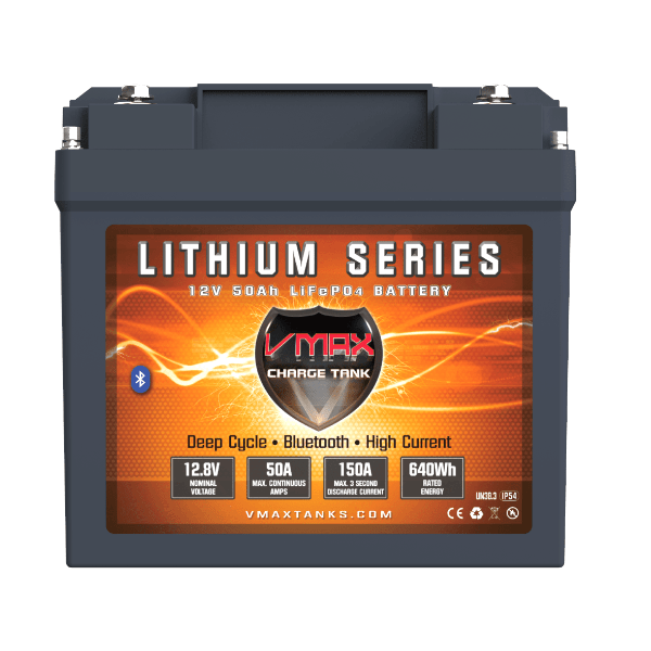 Vmaxtanks LFP1250B LiFePO4 Li-Iron 12V 50AH Battery W/50A BMS/LED/BT Vmaxtanks In Stock Vmaxtanks Deep Cycle Batteries