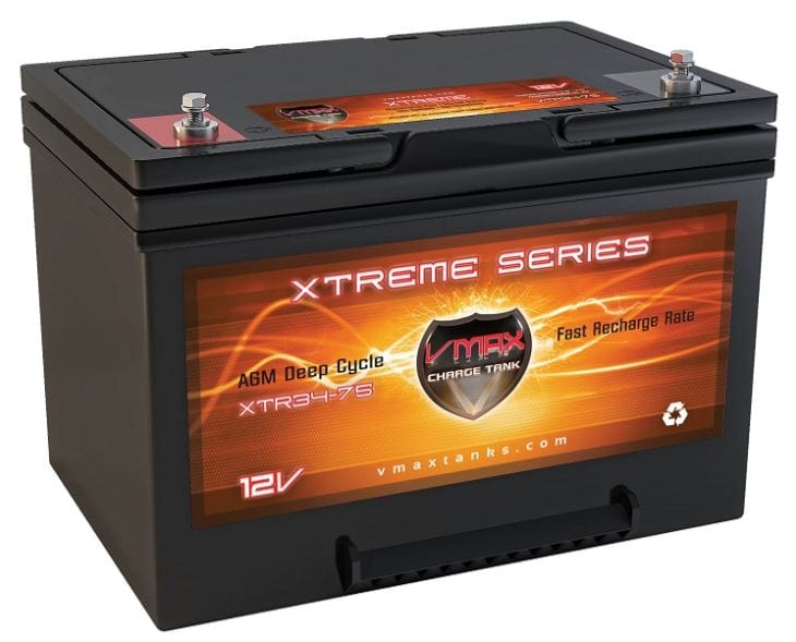 Vmaxtanks XTR34-75M 12V/75Ah Xtreme AGM Deep Cycle Battery Vmaxtanks In Stock Vmaxtanks Deep Cycle Batteries