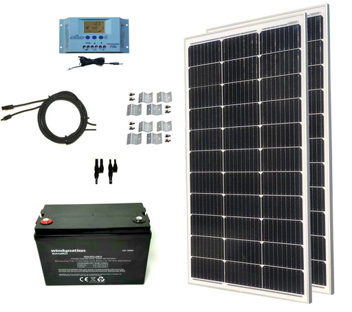 Windy Nation 1x 100Ah Battery + 2x 100W Monocrystalline Solar Panel Kit Windy Nation In Stock Solar Panel Kits