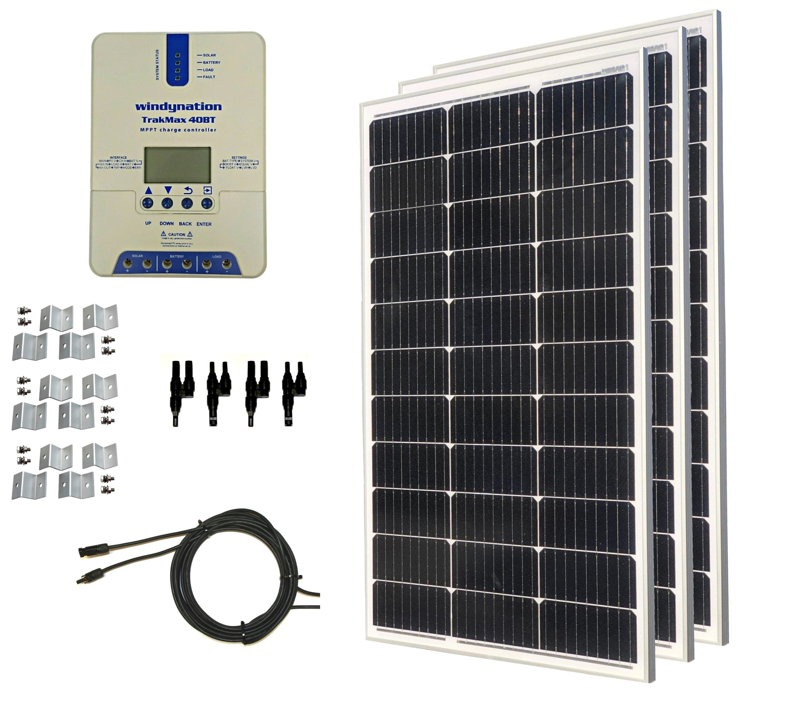 Windy Nation 1x TrakMax MPPT 40A Charge Controller + 3x 100W Monocrystalline Solar Panel Kit Windy Nation In Stock Solar Panel Kits