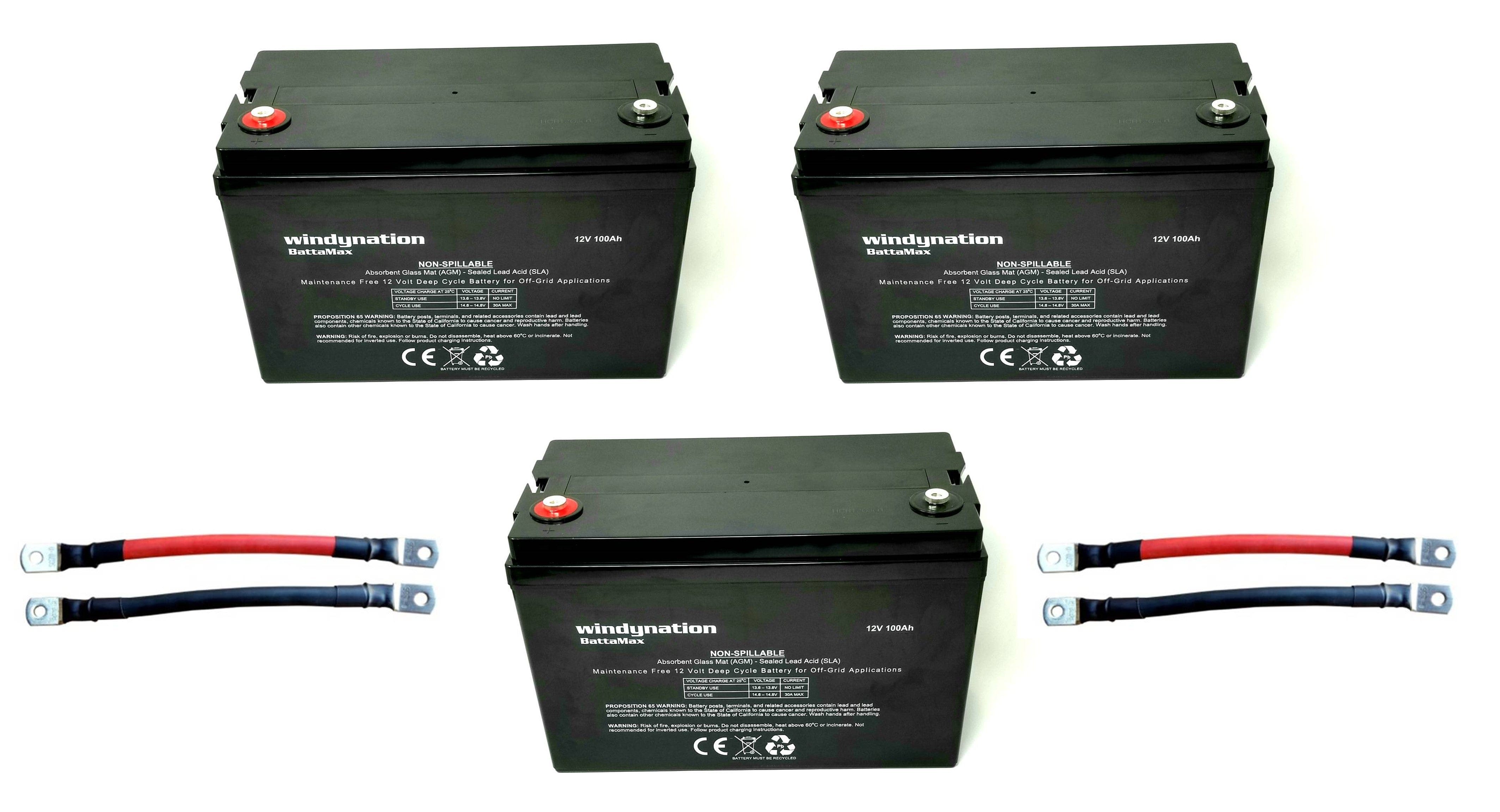 Windy Nation 3x 100Ah Battery + 1x P30L Charge Controller + 1x 1500W Inverter + 3x 100W Monocrystalline Solar Panel Complete Kit Windy Nation In Stock Solar Panel Kits