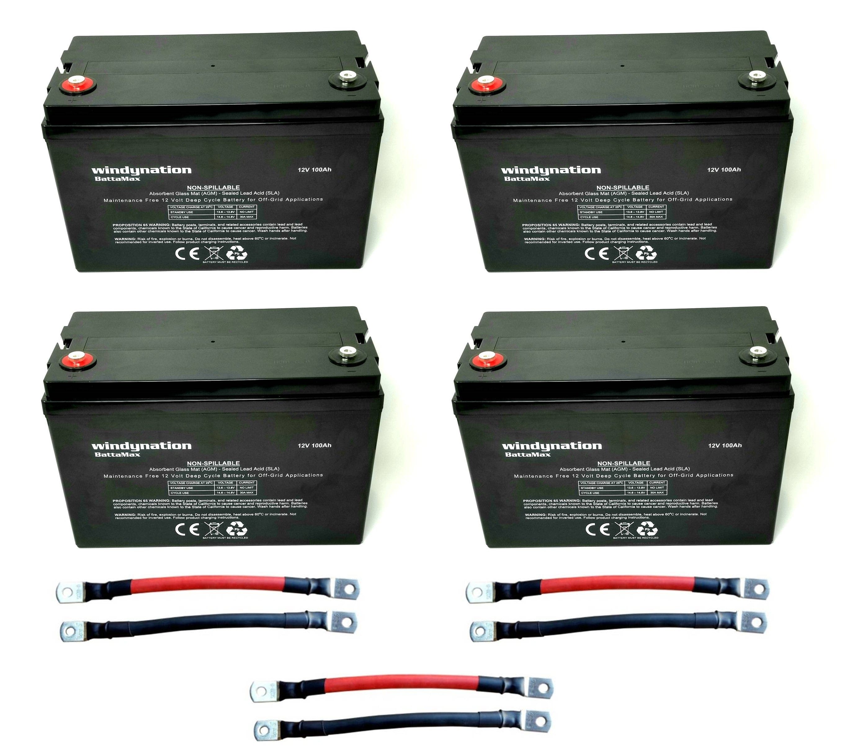 Windy Nation 4x 100Ah Battery + 4x 100W Monocrystalline Solar Panel Kit Windy Nation In Stock Solar Panel Kits