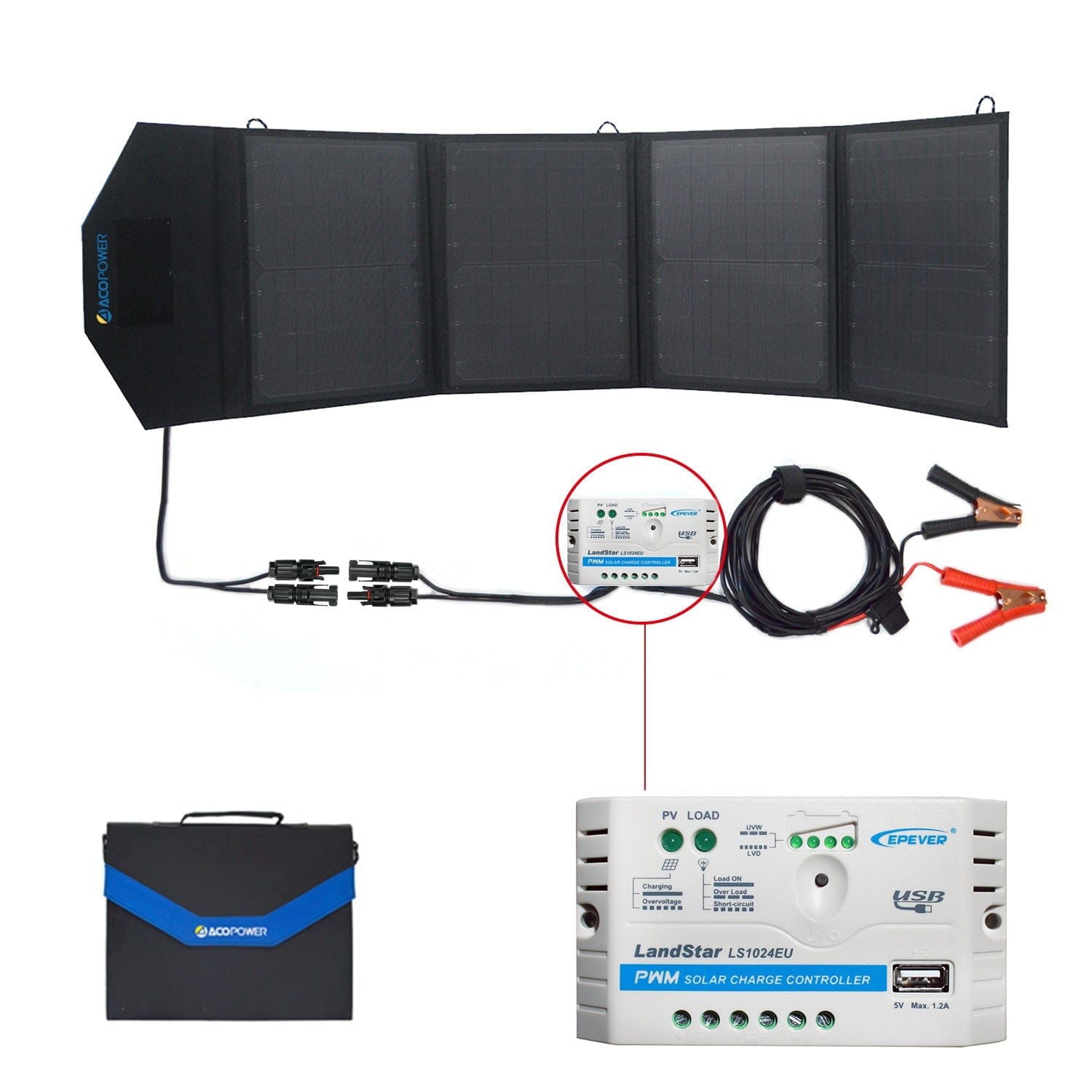 Ltk 50W Foldable Solar Panel Kit Suitcase AcoPower Portable Panels