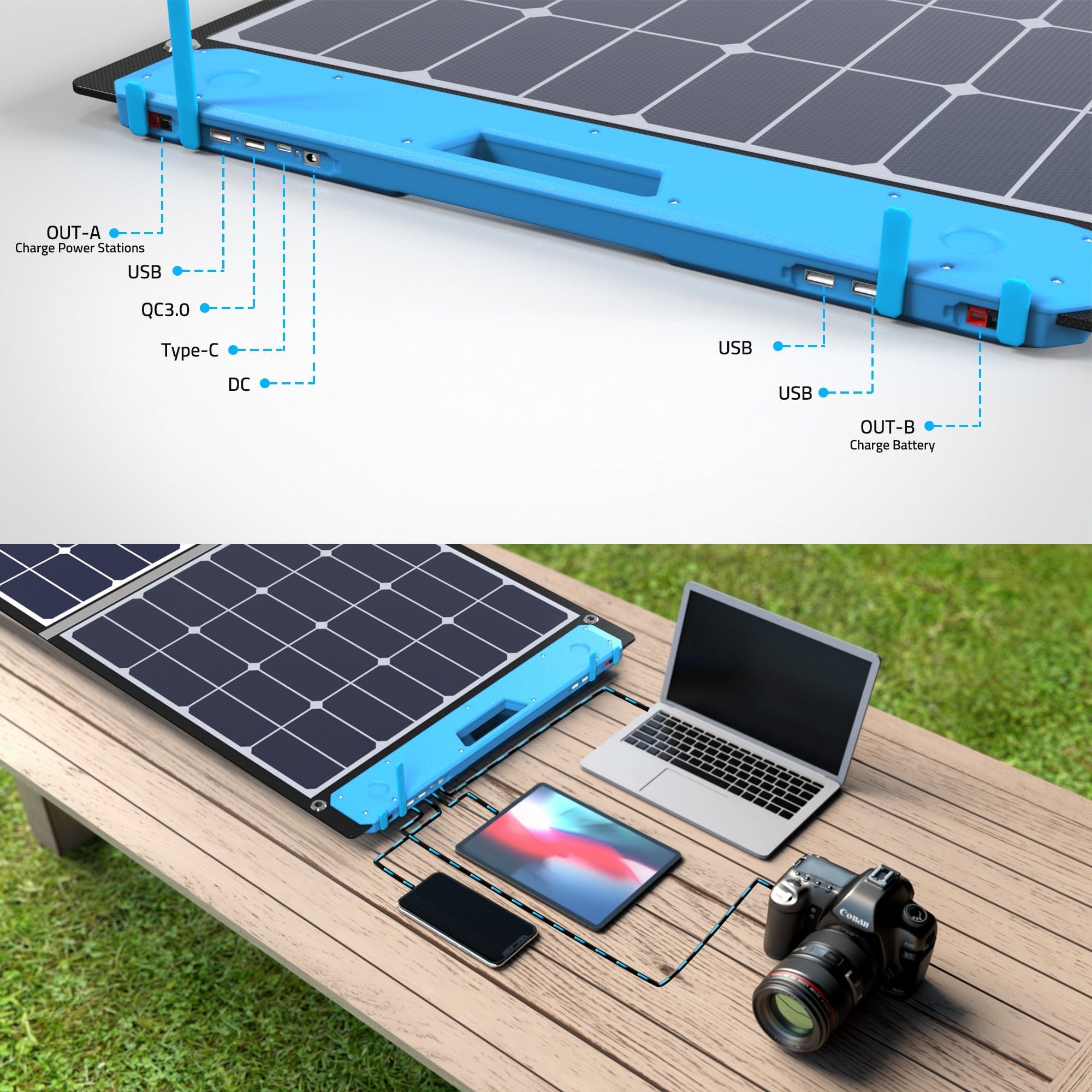 OMNI 100W & 200W All-in-one Solar Charging Station AcoPower Portable Panels